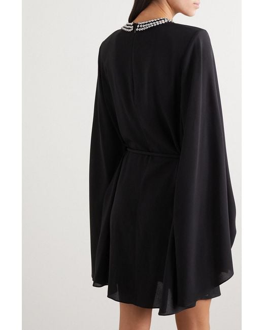 Stella McCartney Black Crystal-embellished Belted Crepe Mini Dress
