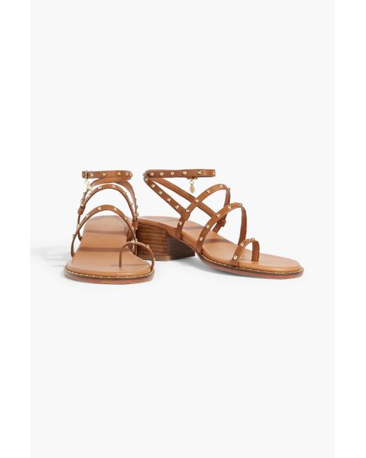 Maje White Studded Leather Sandals