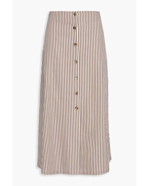 Claudie Pierlot Natural Striped Cotton-Poplin Midi Skirt