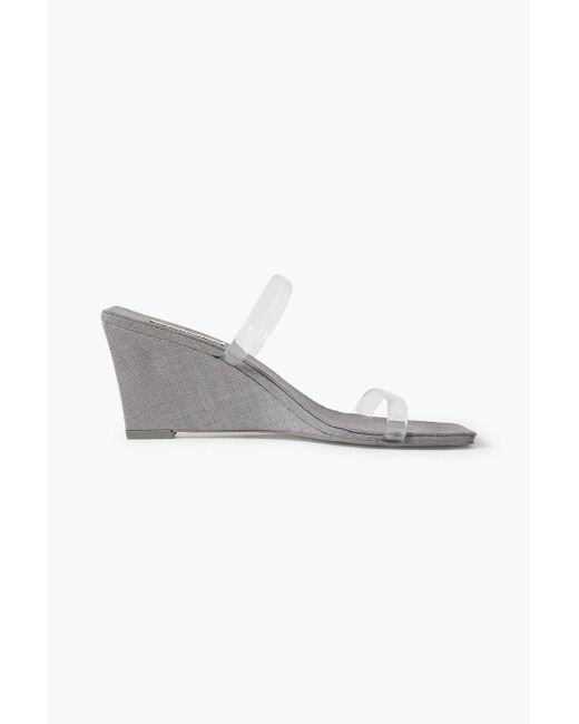 St. Agni Gray Canvas And Pvc Wedge Sandals