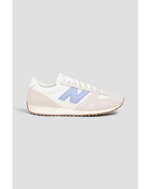 New Balance White 471 Mesh And Suede Sneakers