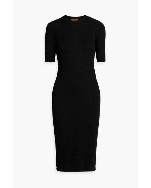 Missoni Black Crochet-Knit Cotton-Blend Midi Dress