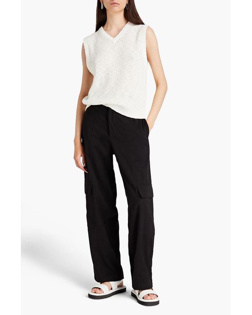 Samsøe & Samsøe White Ribbed Cotton And Linen-blend Vest