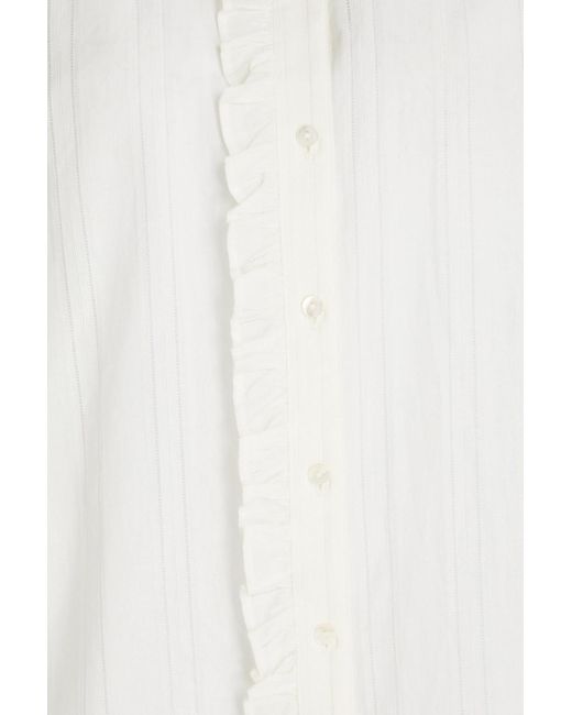 Ba&sh White Lattice-trimmed Cotton Shirt