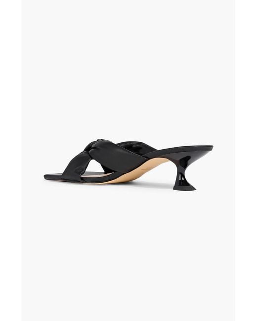 Stuart Weitzman Black Playa 50 Knotted Padded Leather Mules