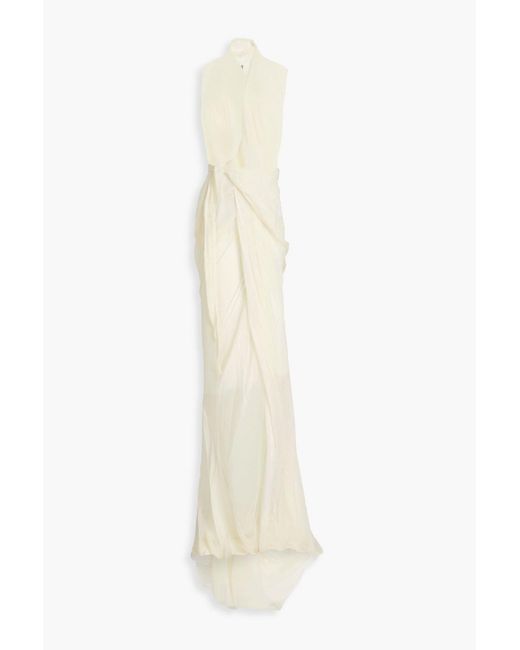 Rick Owens White Voile Wrap Gown