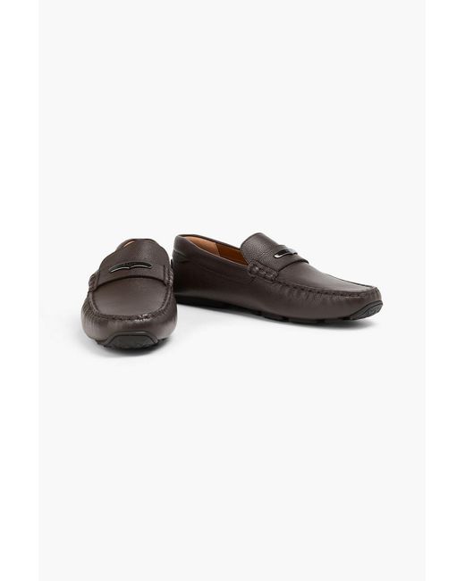 Bally Brown Pivial Pebbled-Leather Driving Shoes for men