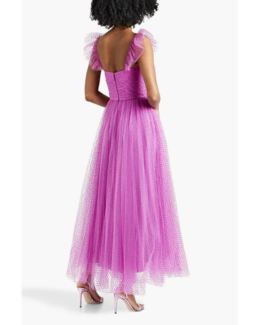 Monique Lhuillier Pink Glittered Tulle Gown