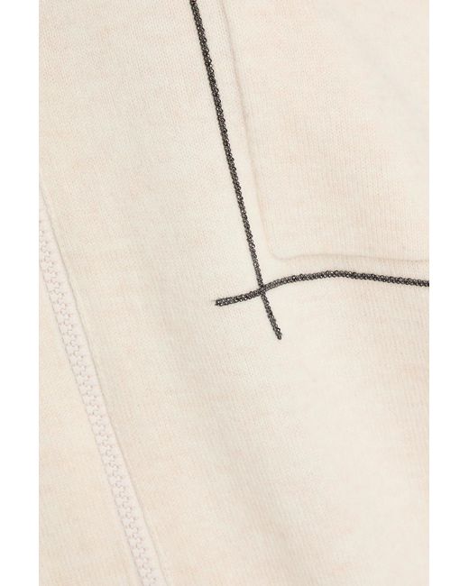 Brunello Cucinelli Natural Bead-Embellished Wool, Cashmere And Silk-Blend Hoodie