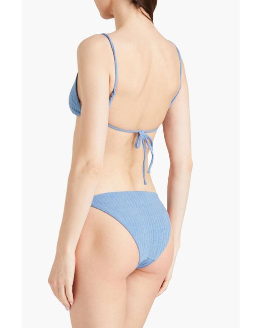 Onia Blue Alexa Ribbed Terry Triangle Bikini Top