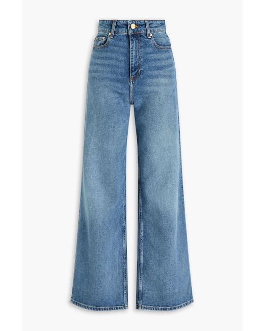 Ganni Blue High-rise Wide-leg Jeans
