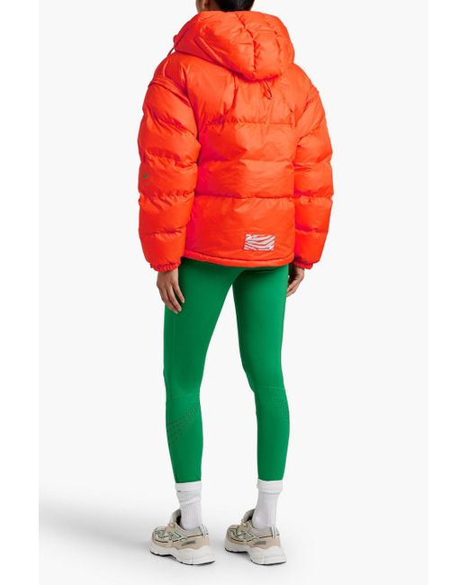 Adidas By Stella McCartney Orange Convertible Quilted Shell Hooded Jacket