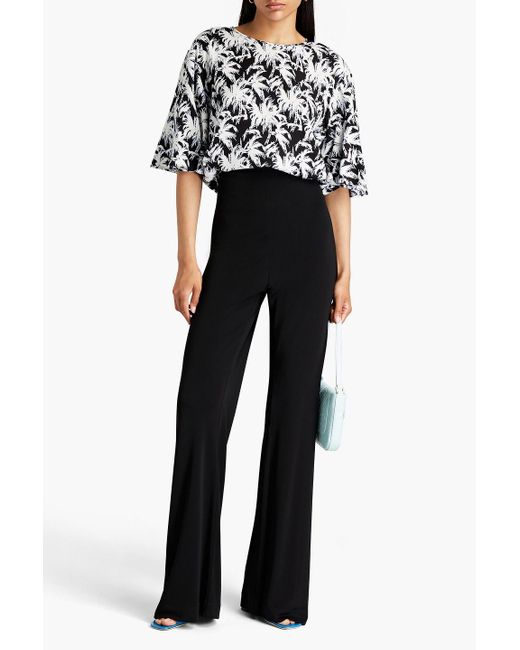 Diane von Furstenberg White Arlene Printed Stretch-Cady Top