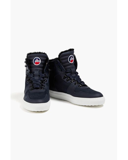 Fusalp Blue Shearling-lined Leather And Nubuck High-top Sneakers for men