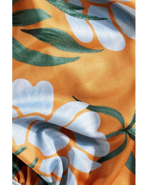 Agua Bendita White Bronce Semilla Otono Floral-print Halterneck Underwired Bikini Top