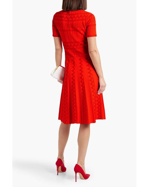 Carolina Herrera Red Pointelle-knit Dress