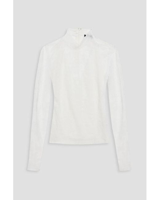 Maje White Stretch-lace Turtleneck Top