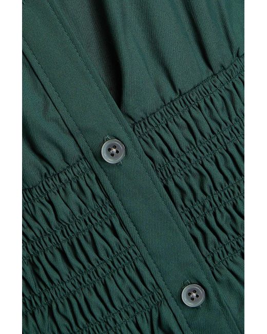 Veronica Beard Green Greta gestuftes hemdkleid in minilänge aus popeline aus einer baumwollmischung