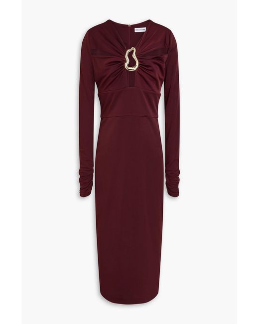 Rebecca Vallance Purple Mischa Embellished Stretch-jersey Midi Dress