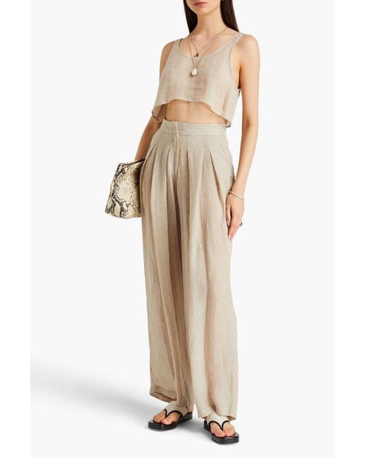 LeKasha White Elmin cropped oberteil aus leinengaze