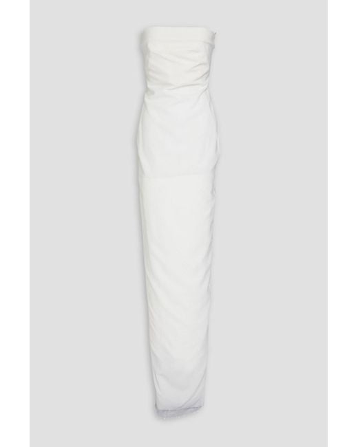 Rick Owens White Strapless Stretch-wool Crepe Gown