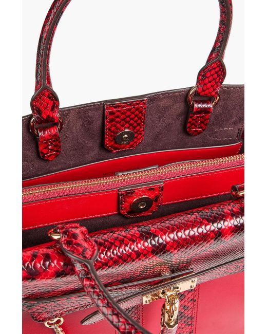 MICHAEL Michael Kors Red Hamilton Legacy Snake-effect Leather And Leather Tote