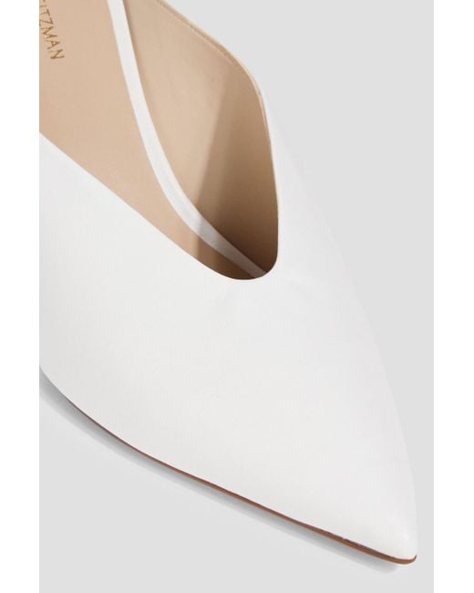 Stuart Weitzman White Lulah Leather Mules