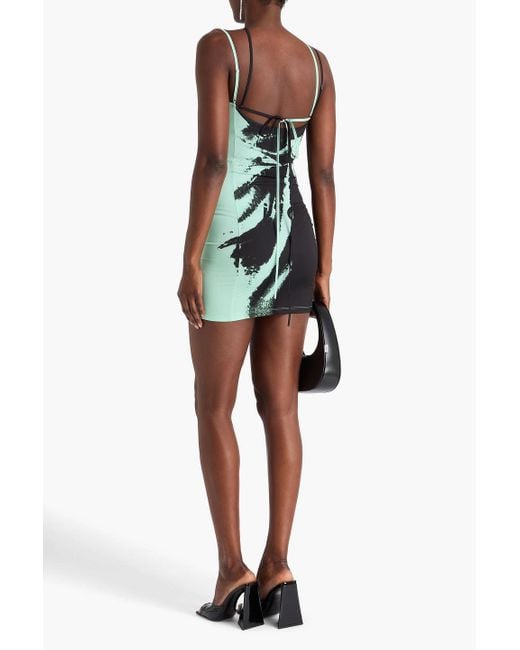 Ioannes Green Teardrop Printed Recycled Stretch-jersey Mini Dress