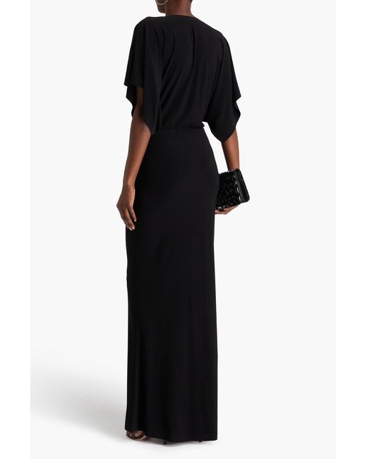 Norma Kamali Black Obie Gathered Stretch-Jersey Gown