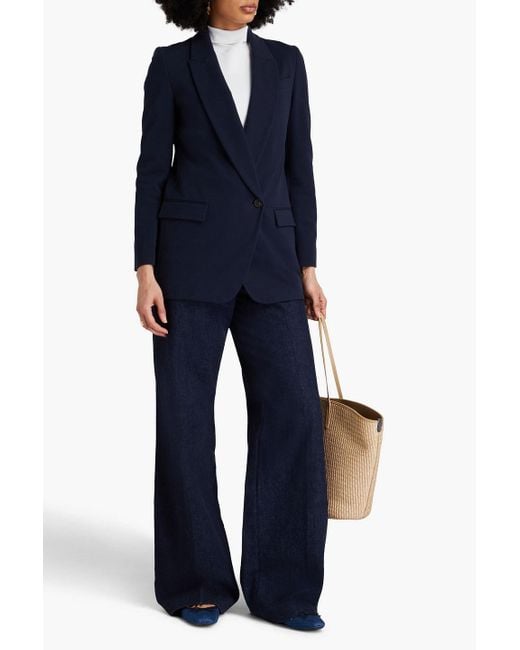 Brunello Cucinelli Blue Bead-embellished Cotton-blend Jersey Blazer