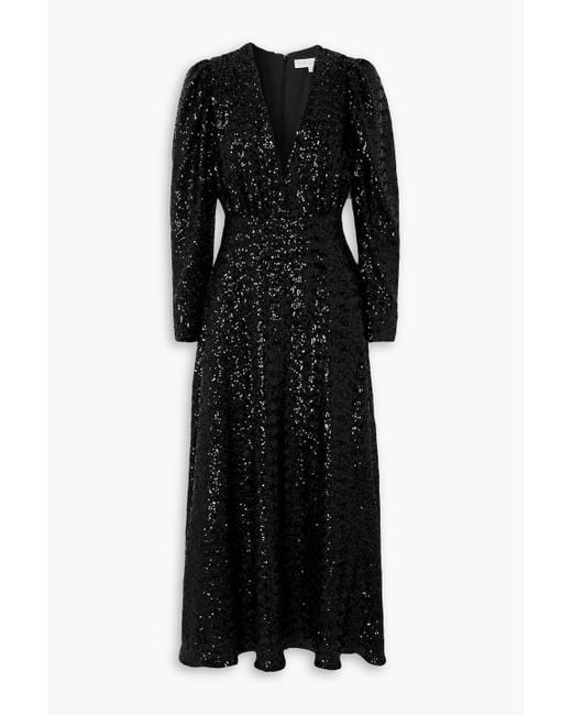 Borgo De Nor Black Bernadette Sequined Crepe Maxi Dress