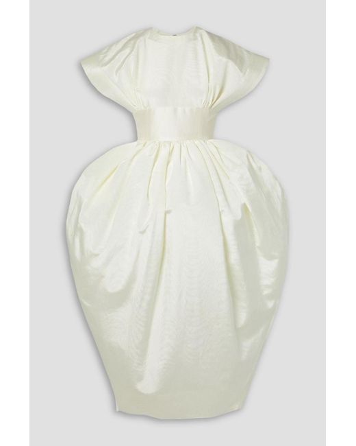 Christopher John Rogers White Gathered Moire And Taffeta Midi Dress