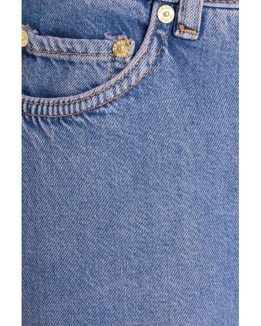 Ganni Blue Dégradé High-rise Wide-leg Jeans