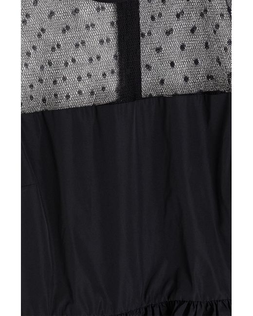 RED Valentino Black Gathered Point D'esprit-paneled Taffeta Mini Dress