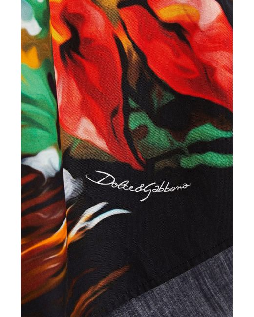Dolce & Gabbana Orange Printed Cotton-poplin Shirt for men