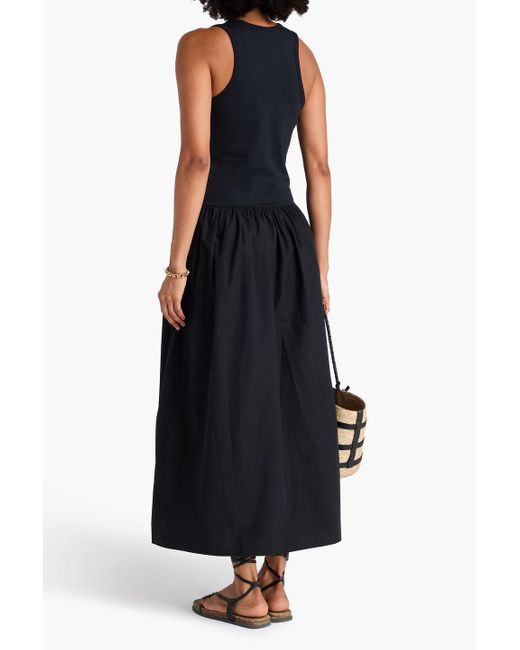 FRAME Cotton-Jersey And Poplin Maxi Dress in Black | Lyst