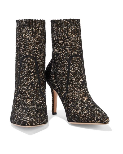Gianvito Rossi Brown Fiona Bouclé-knit Sock Boots