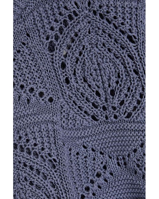 Loulou Studio Blue Jaro Cropped Crochet Top