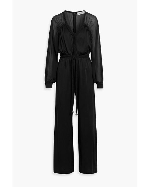 Diane von Furstenberg Black Ophelia Chiffon And Jersey Wide-Leg Jumpsuit