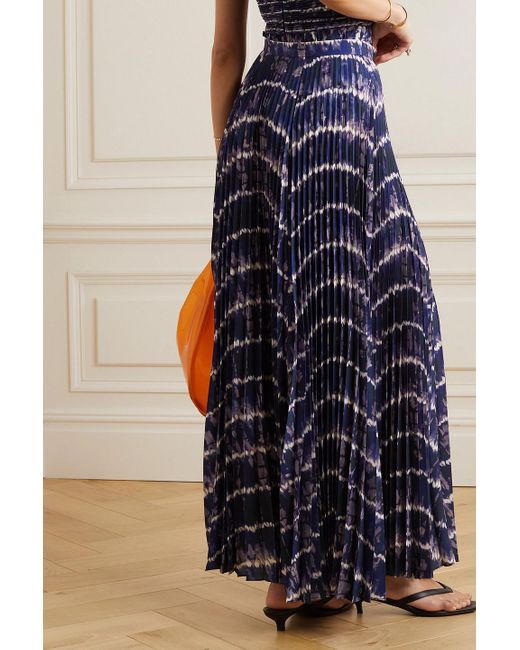 Altuzarra Blue Sif Pleated Printed Crepe Maxi Skirt