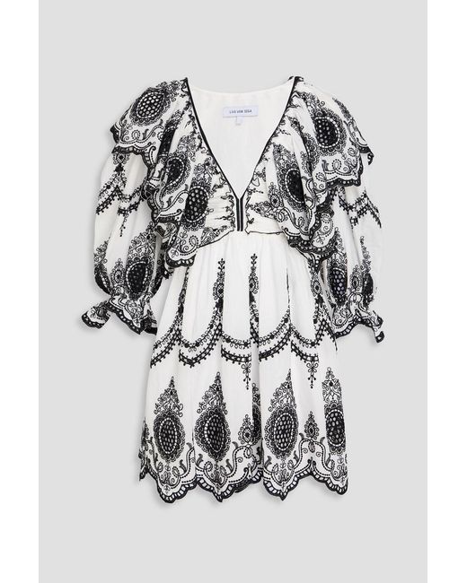 Lug Von Siga Gray Pamela Broderie Anglaise Cotton-Blend Mini Dress