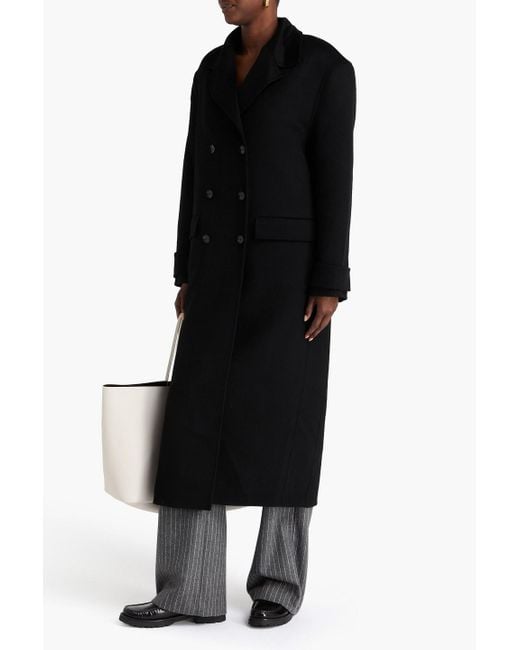 Sandro Black Double-Breasted Wool-Felt Coat