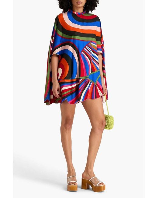 Emilio Pucci White Printed Linen-Blend Twill Mini Dress