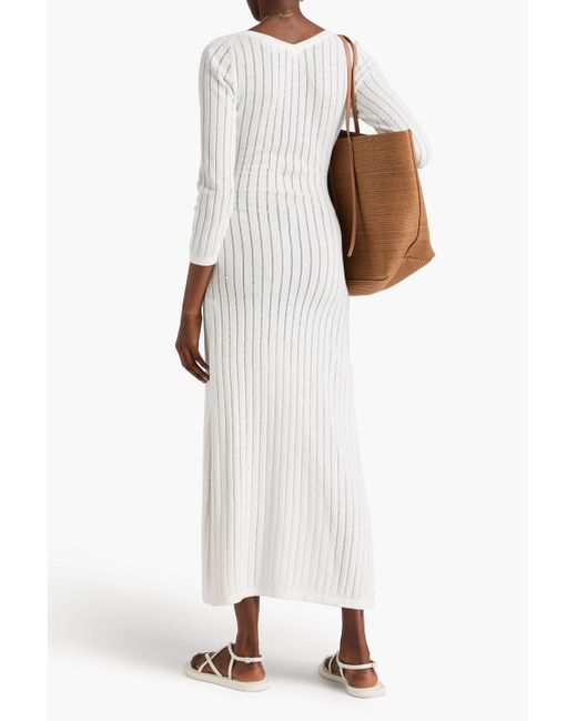 Melissa Odabash White Jade Pointelle-knit Cotton Midi Dress