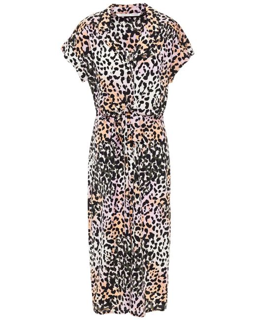 Veronica Beard Amani Knotted Leopard Print Silk Blend Crepe De Chine