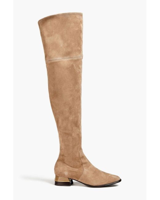 Tory Burch Brown Stretch-suede Thigh Boots