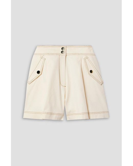 Veronica Beard Natural Keita Cotton-blend Canvas Shorts