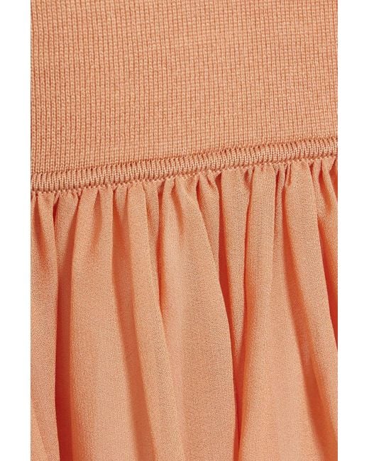 Ulla Johnson Orange Liana Chiffon-Paneled Wool And Silk-Blend Turtleneck Top