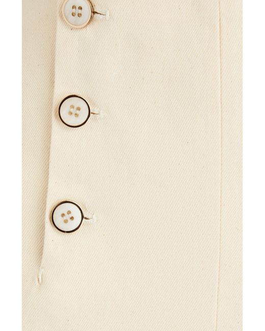Giuliva Heritage White Sailor Button-detailed Cotton-blend Gabardine Bootcut Pants