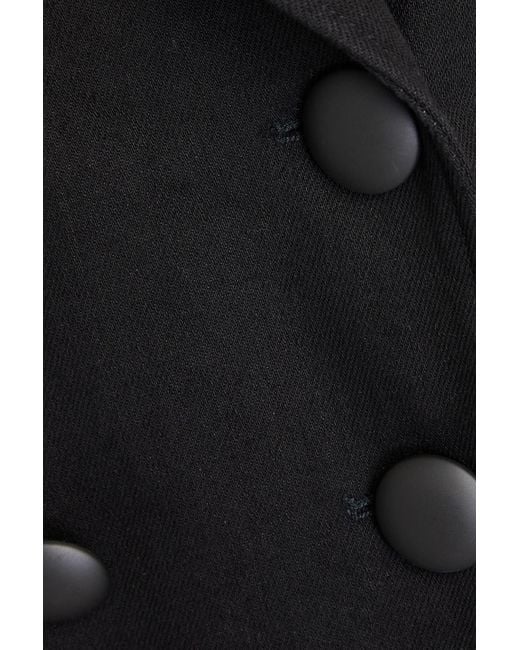 Emporio Armani Black Double-breasted Stretch-cotton Twill Blazer